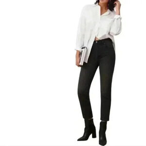 Yoga Jeans Emily Slim Jeans Washed Black High Rise Mom  Fit Denim Women's 34
